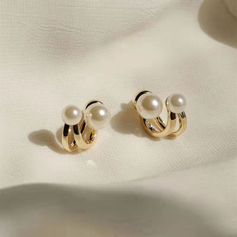Dual Pearl Ear Studs - Zafari Studio Jewelry