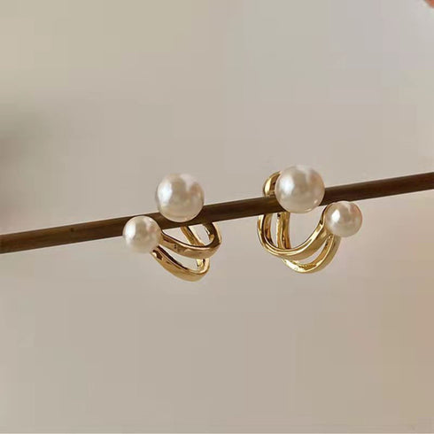 Dual Pearl Ear Studs - Zafari Studio Jewelry