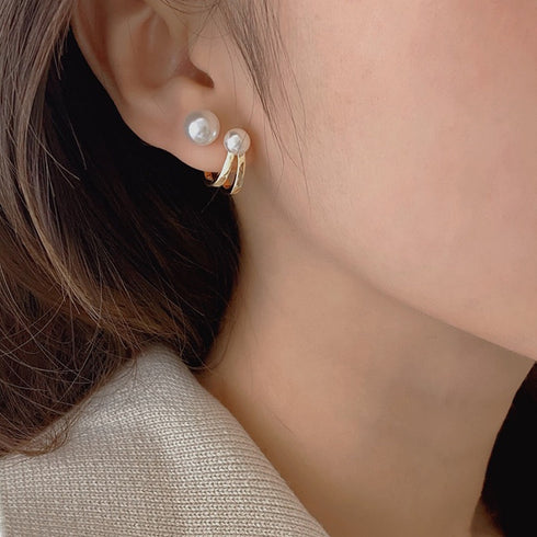Dual Pearl Ear Studs - Zafari Studio Jewelry