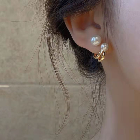 Dual Pearl Ear Studs - Zafari Studio Jewelry