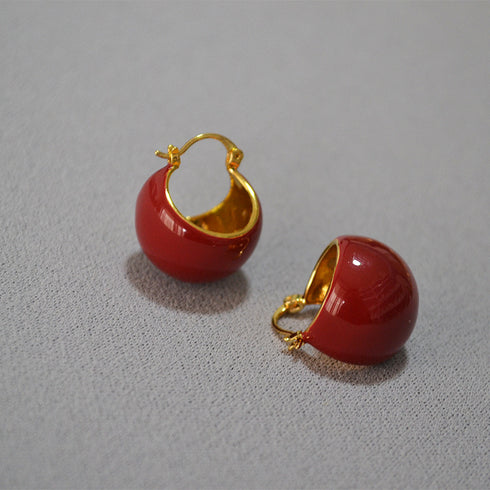 Enamel & Dome 18K Gold Hoop Earrings - Zafari Studio Jewelry
