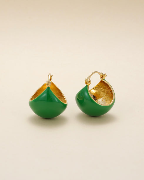 Enamel Dome Green Earrings