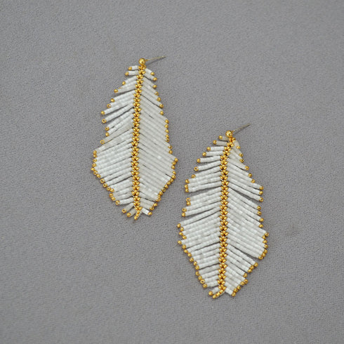 Mini Beaded Feather Earrings - Zafari Studio Jewelry