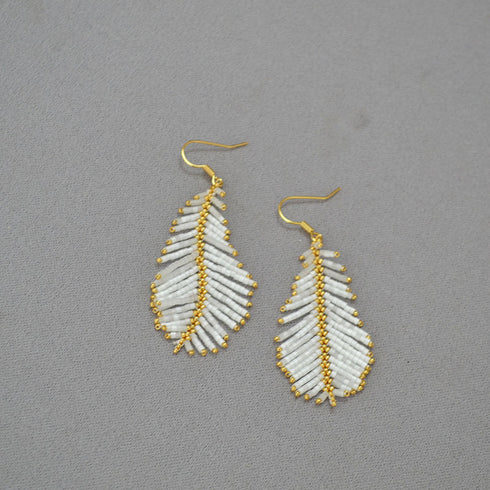 Mini Beaded Feather Earrings - Zafari Studio Jewelry