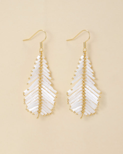 Feather Bead Accent Earrings