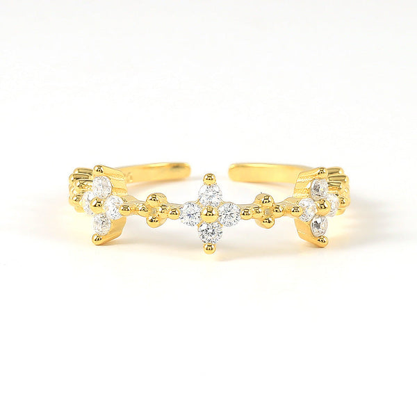 Zirconia Flower Ring Open Closure - Zafari Studio Jewelry