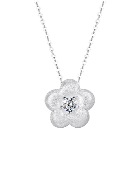 Floral Halo Pendant Necklace Sterling Silver