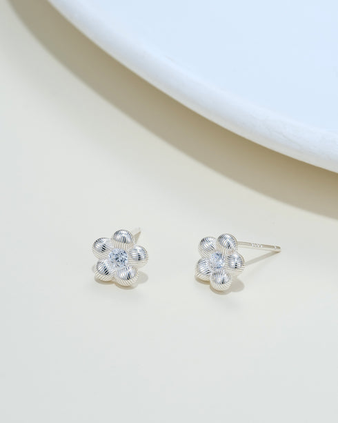 Floral Stud Earrings Sterling Silver