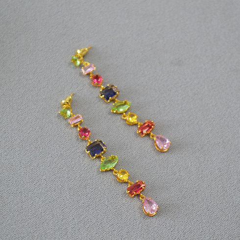 Geometric Colored Gemstone Zircon Earrings - Zafari Studio Jewelry