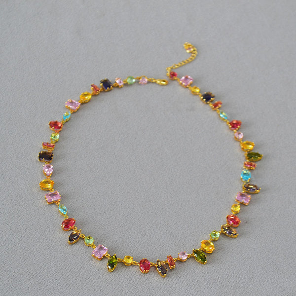 Geometric Colored Gemstone Zircon Necklace - Zafari Studio Jewelry