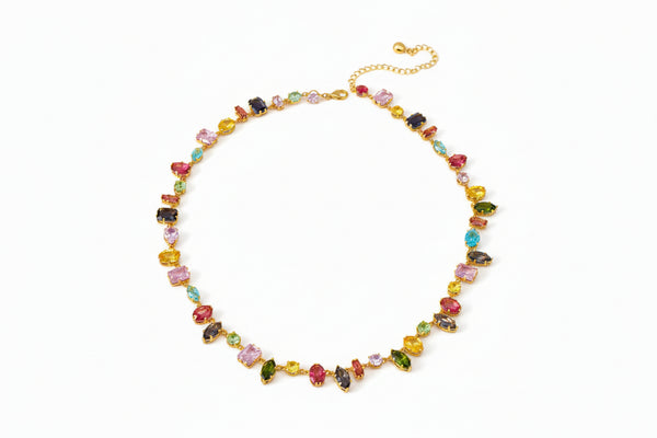 Geometric Colored Gemstone Zircon Necklace - Zafari Studio Jewelry
