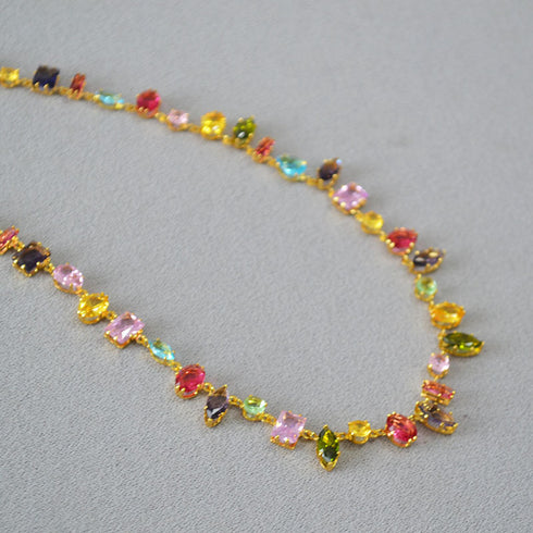 Geometric Colored Gemstone Zircon Necklace - Zafari Studio Jewelry