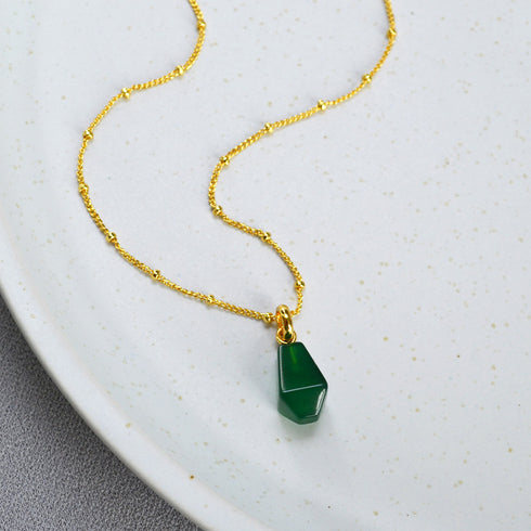 Green Agate Pendant Necklace, Earrings or Full Set - Zafari Studio Jewelry