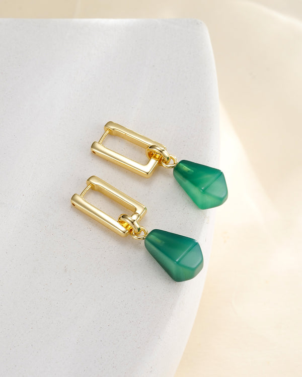 Geometric Green Drop Necklace, Earrings or Full Set