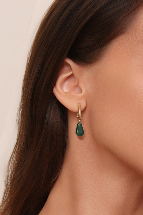 Geometric Green Drop Necklace, Earrings or Full Set