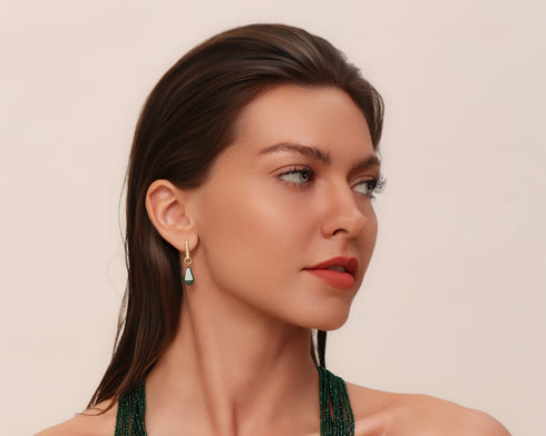 Geometric Green Drop Necklace, Earrings or Full Set