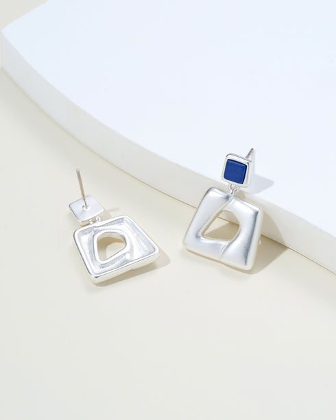 Geometric Silver Open Earrings