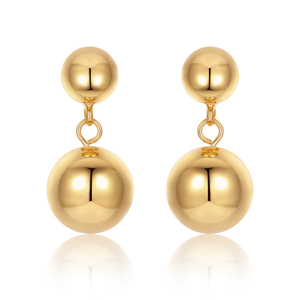 Dual Gold Balls Drop Earrings - Zafari Studio Jewelry