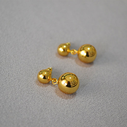 Dual Gold Balls Drop Earrings - Zafari Studio Jewelry