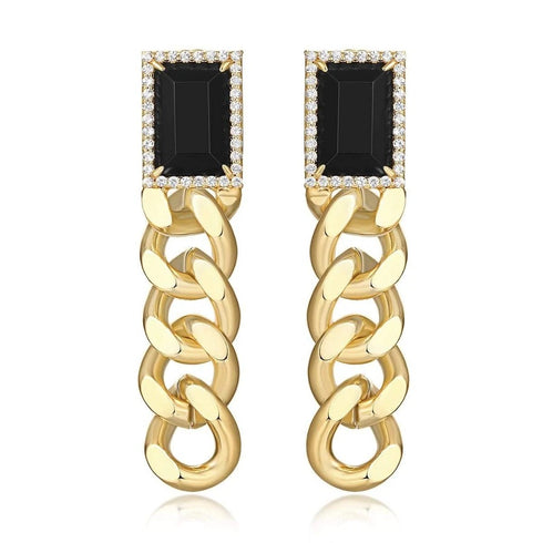 Black Bella CZ Gold Cuba Chain Necklace Earrings( Purchase Individually) - Zafari Studio Jewelry