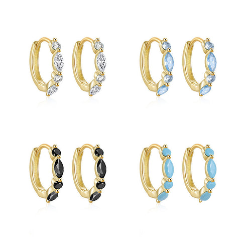 Stones CZ Hoop Earrings - Zafari Studio Jewelry