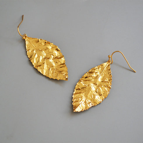 Gold Leaf Hook Earrings - Zafari Studio Jewelry