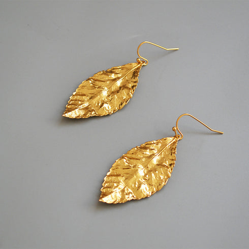 Gold Leaf Hook Earrings - Zafari Studio Jewelry