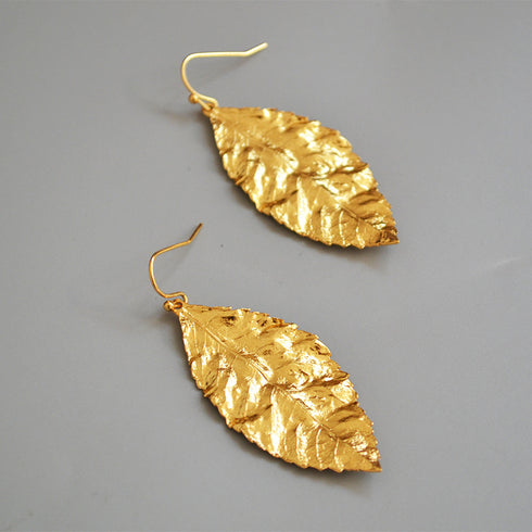 Gold Leaf Hook Earrings - Zafari Studio Jewelry