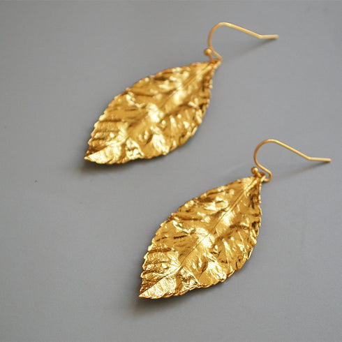 Gold Leaf Hook Earrings - Zafari Studio Jewelry