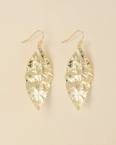 Gold Leaf Hook Earrings