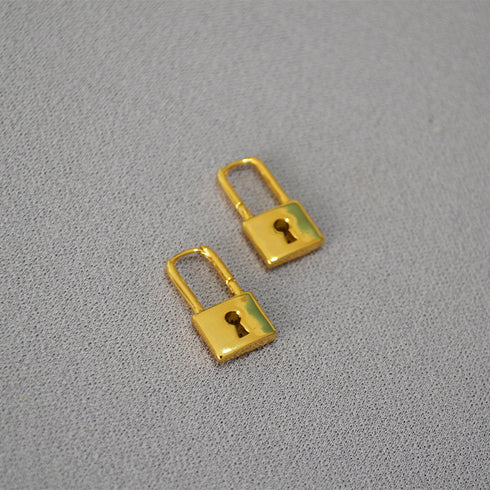 Gold Lock CZ Earrings - Zafari Studio - Zafari Jewlery