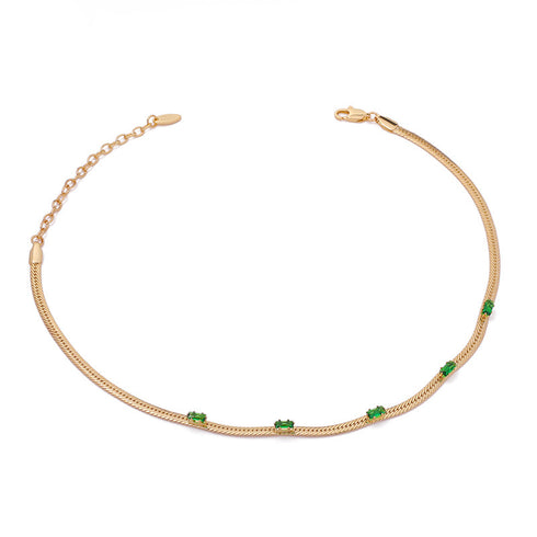 Snake Chain CZ Stone Necklace - Zafari Studio Jewelry