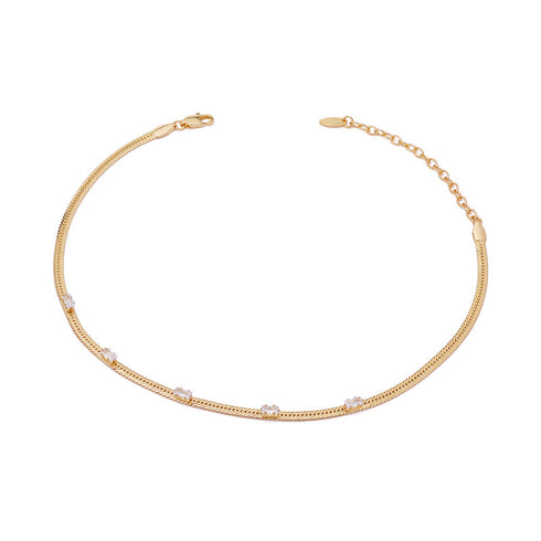 Snake Chain CZ Stone Necklace - Zafari Studio Jewelry