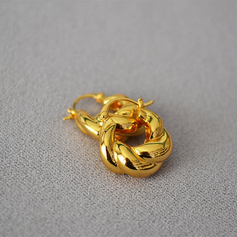 Thick Twist Gold Hoop Earrings - Zafari Studio - Zafari Jewlery