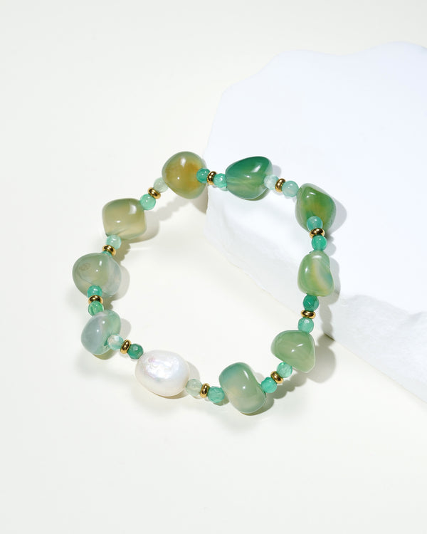 Green Agate Pearl Bracelet