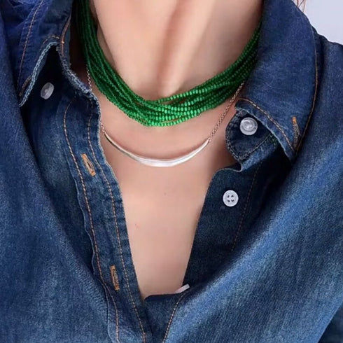 (副本)Green Onyx Chain Large Baroque Pearl Necklace - Zafari Studio Jewelry