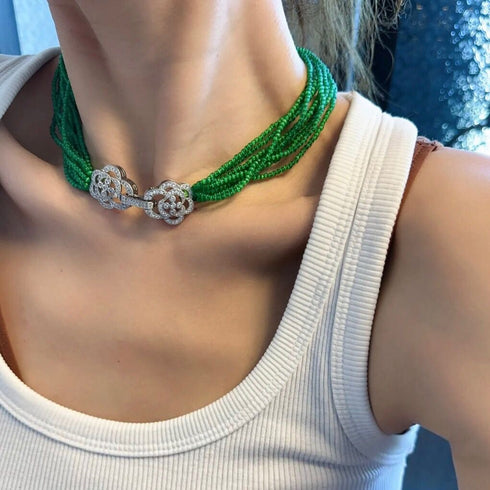 (副本)Green Onyx Chain Large Baroque Pearl Necklace - Zafari Studio Jewelry