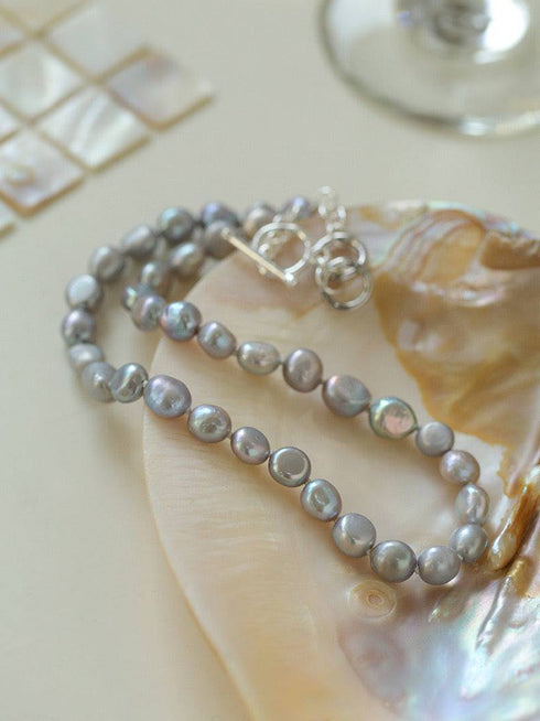 Baroque Grey Freshwater Pearl Necklace - Zafari Studio Jewelry