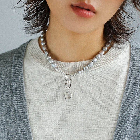 Baroque Grey Freshwater Pearl Necklace - Zafari Studio Jewelry