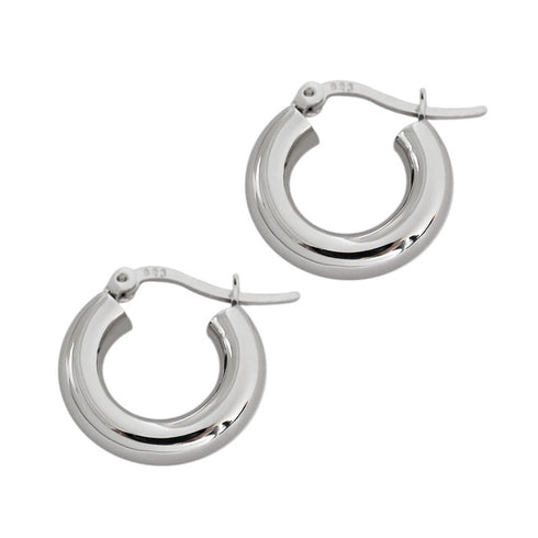 Glossy Hoops Earrings Sterling Silver - Zafari Studio Jewelry