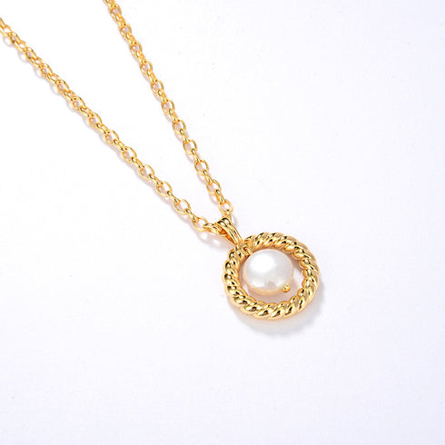 Freshwater Pearl Pendant 18K Gold Vermeil Chain - Zafari Studio Jewelry