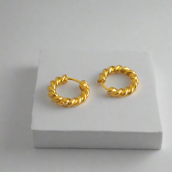 Gold Twisted Hoop Earrings - Zafari Studio Jewelry