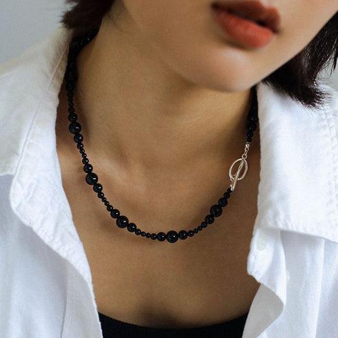 Black Onyx Gradual Gemstones Necklaces - Zafari Studio Jewelry