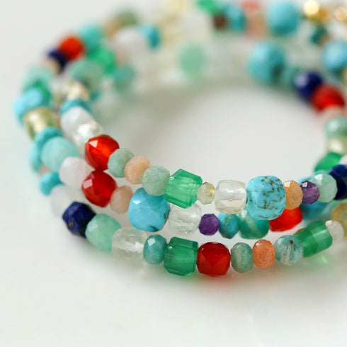 Blue Multi-gems stitching chain colorful necklace and bracelet ( Purchase Individually) - Zafari Studio Jewelry