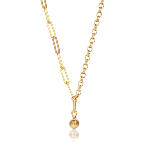 Stitching Chain Detachable Golden Ball Necklace - Zafari Studio Jewelry