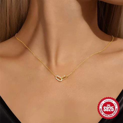 Dual Clasp Necklace with Zirconia – Minimalist Everyday Design - Zafari Studio Jewelry