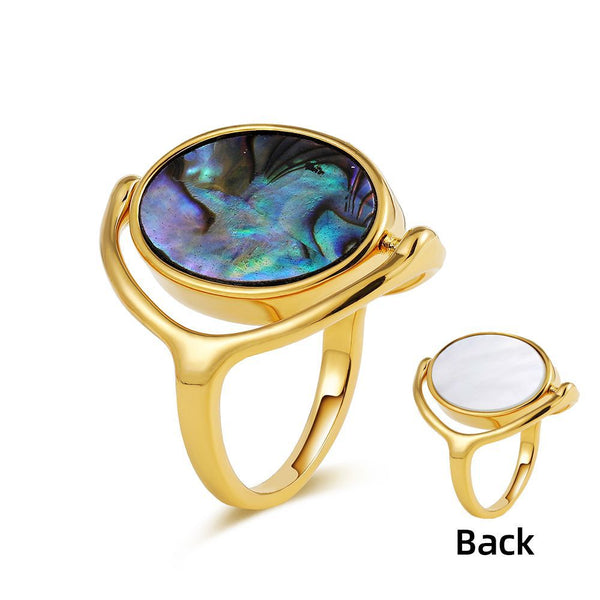 Abalone and White shell Reversible Ring - Zafari Studio Jewelry