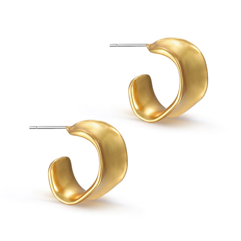 Irregular C-Shape Hoop Earrings - Zafari Studio Jewelry