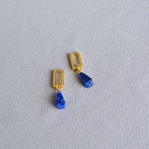 Three-Dimensional Blue Lapis Pendant & Earrings - Zafari Studio Jewelry