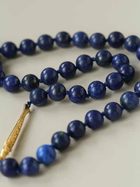 Baroque Pearl Pendant Lapis Lazuli Beaded Necklace - Zafari Studio Jewelry